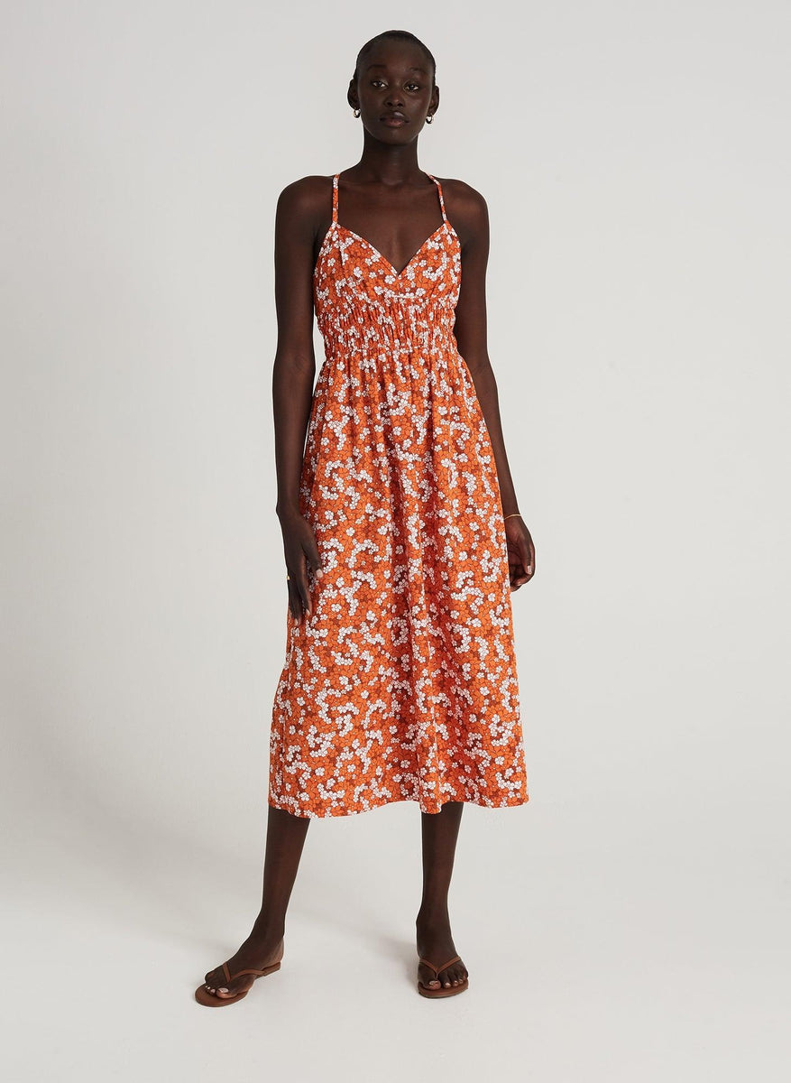 Shops orange floral midi dress