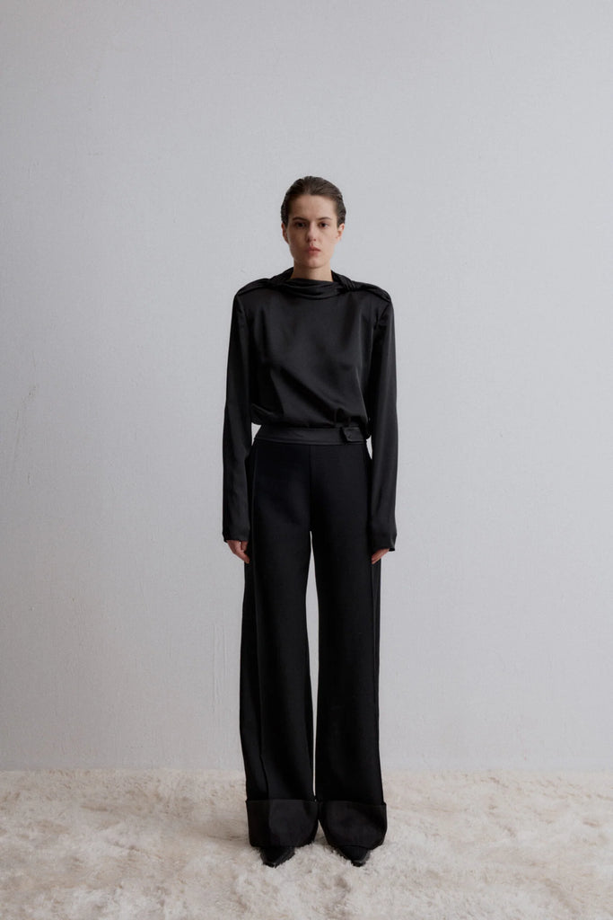 Cosmos Wide Leg Wool Trousers - Black