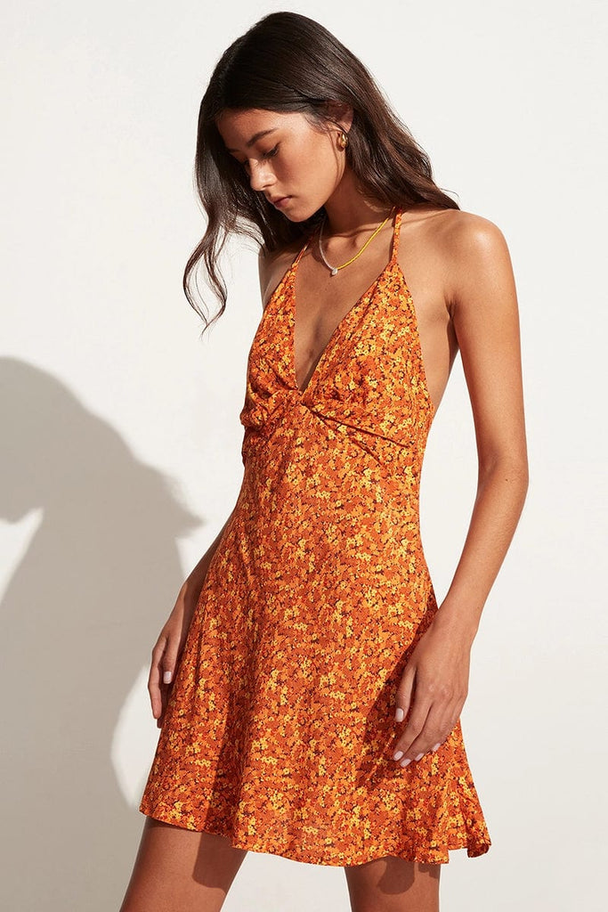 Manava Mini Dress - Mohina Floral Print Orange