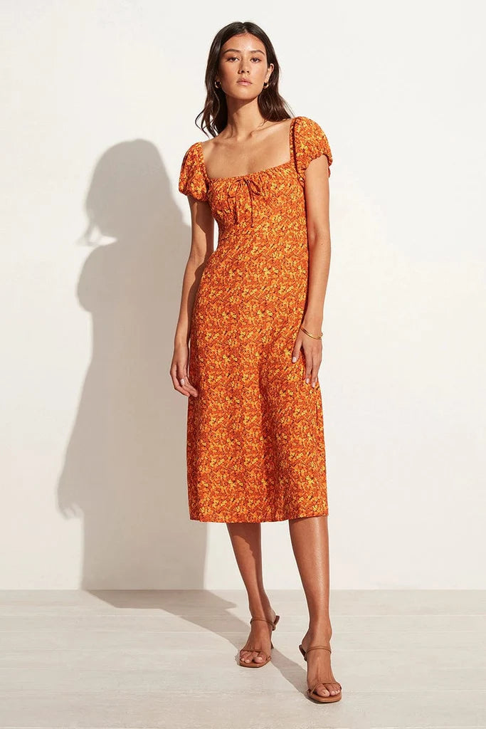 Sandrina Midi Dress - Mohina Floral Print Orange