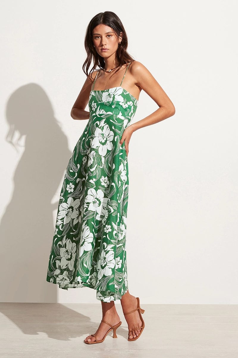 Alexandre Midi Dress - Camara Floral Print Green