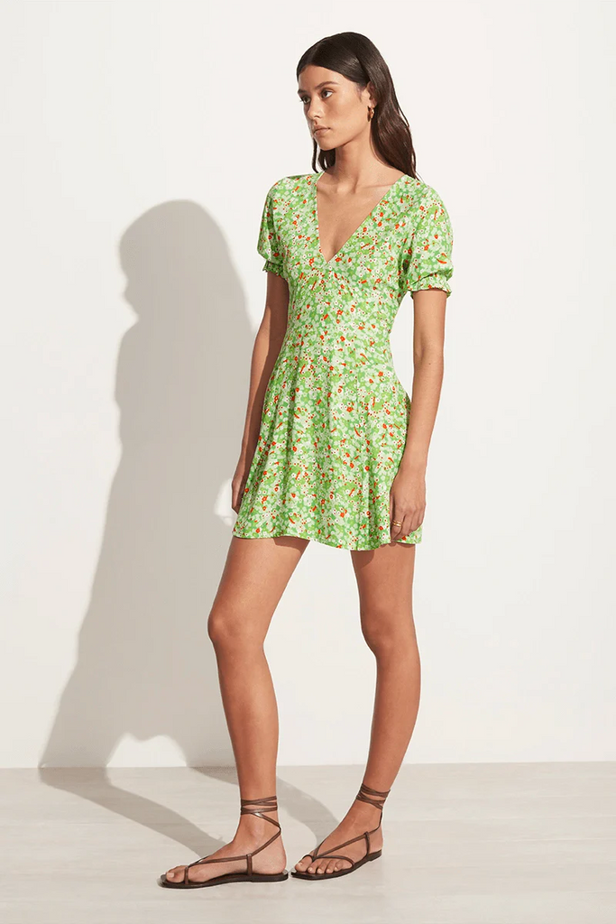 La Belle Mini Dress - Lou Floral Print Green