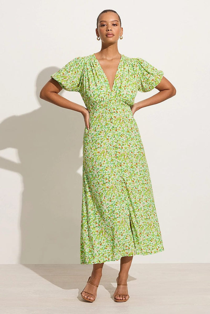 Bellavista Midi Dress -  Lou Floral Print Green