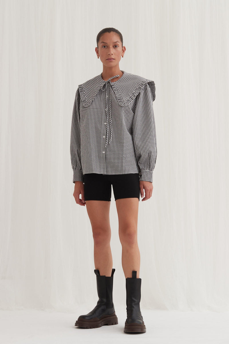Maja Blouse - Gingham Black - Freudian Kicks
