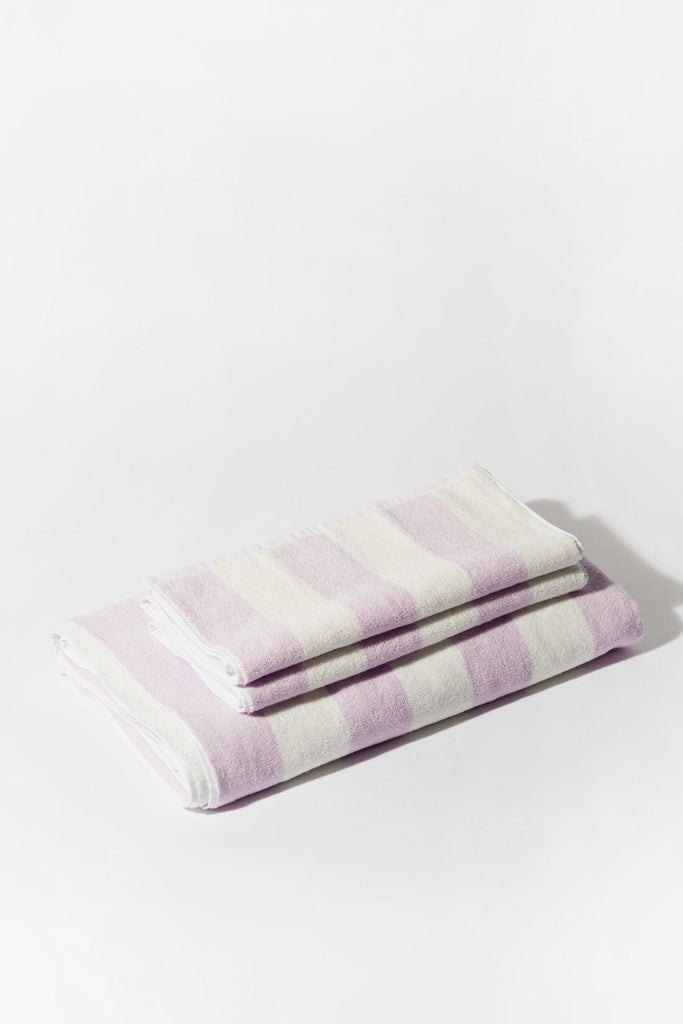 Aeyre Home - Towel Set - Wide Stripes Lilac - Freudian Kicks