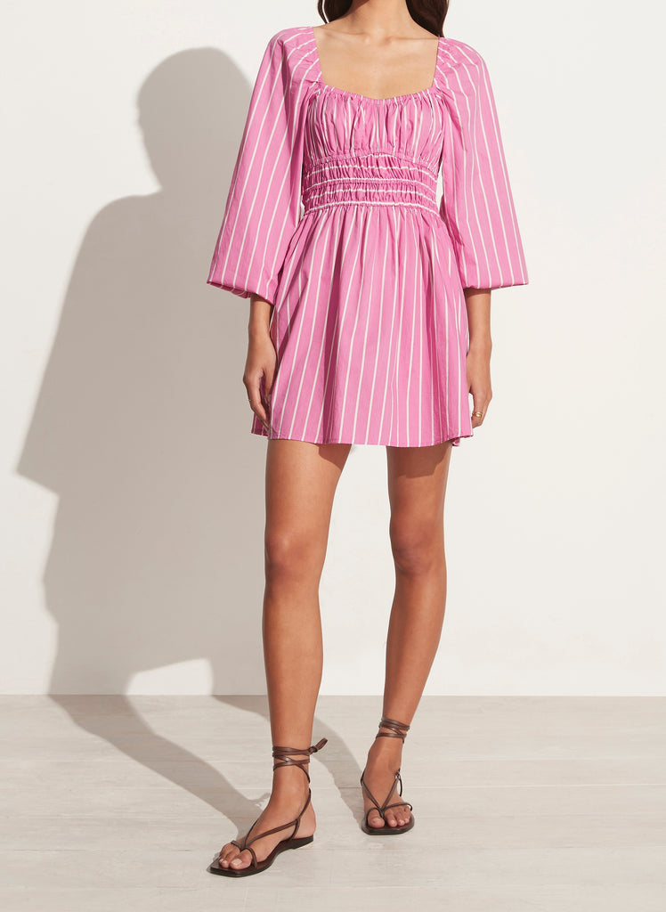 Paloma Mini Dress - Adia Stripe Print Lilac